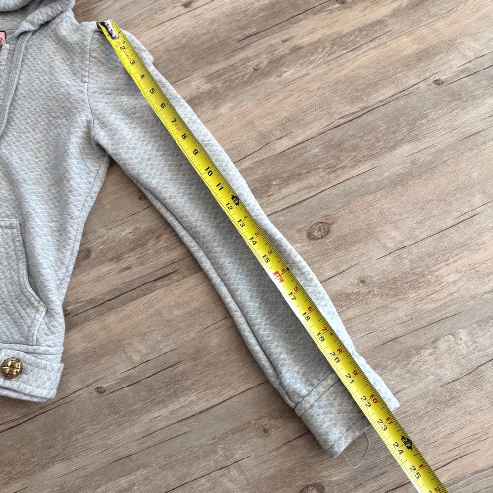 Vintage Juicy Couture Gray Quilted Puff Shoulder Zip Up Hoodie Y2K Size Small - Picture 10 of 13